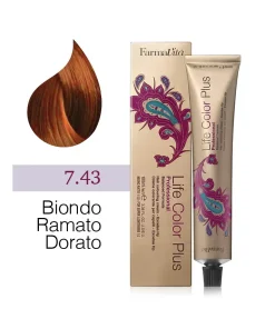 FarmaVita – Life Color Plus Professional – Crema Colorante per Capelli – 7.43 Biondo Ramato Dorato – 100 ml